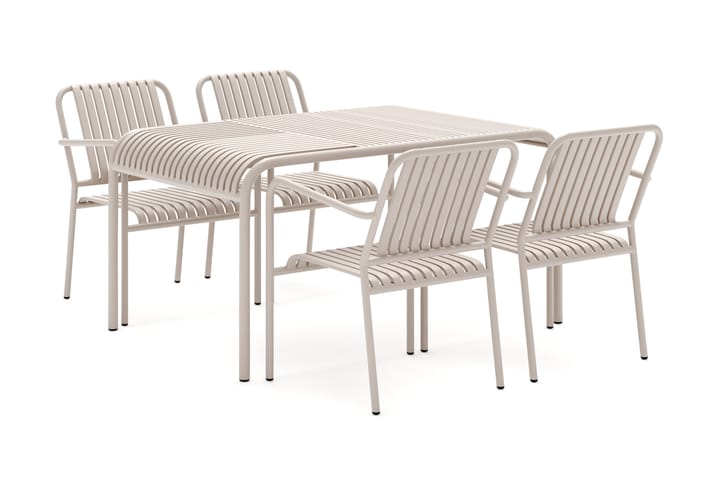 Gardeno Ruokailuryhmä 150 cm ja 4 Gardeno Tuolia Beige - Comfort Garden - Puutarhakalusteet - Ulkoryhmä - Ruokailuryhmät ulos