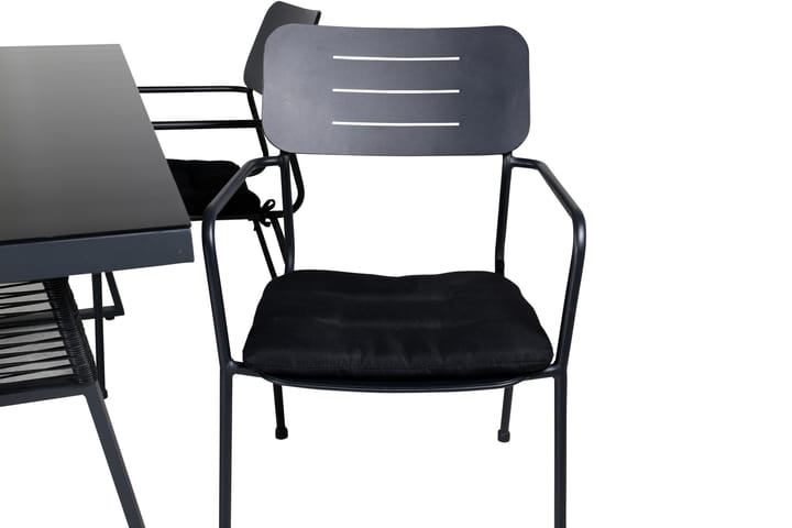 Ruokailuryhmä Dallas 193 cm 4 Nicke tuolia Musta/Harmaa - Venture Home - Ruokailuryhmät ulos