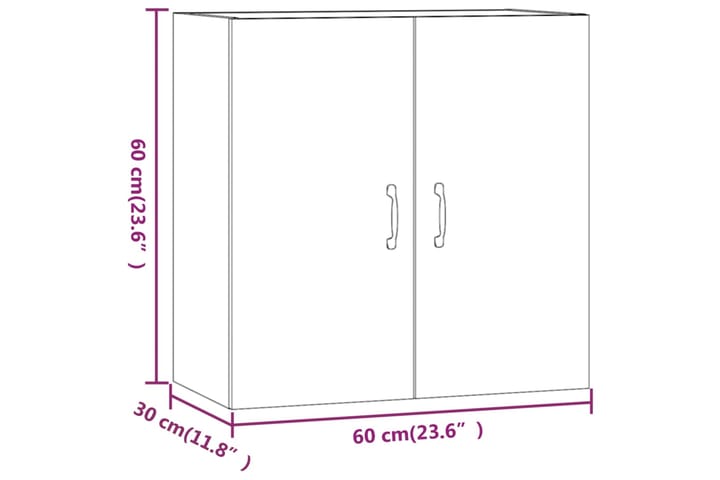 beBasic TV-seinäkaappi ruskea tammi 60x31x60 cm tekninen puu - Ruskea - Säilytys - Seinäsäilytys