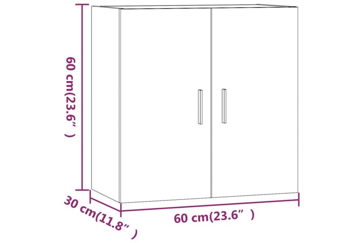 beBasic TV-seinäkaappi savutammi 60x30x60 cm tekninen puu - Ruskea - Säilytys - Seinäsäilytys