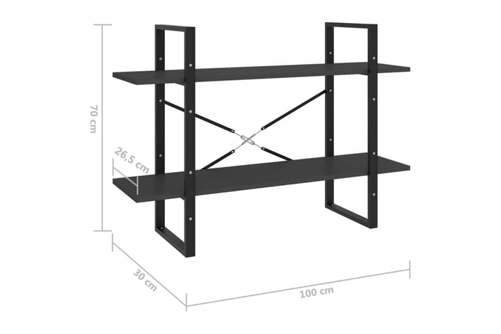 2-tasoinen kirjahylly harmaa 100x30x70 cm lastulevy - Harmaa - Säilytys - Hylly - Kirjahylly