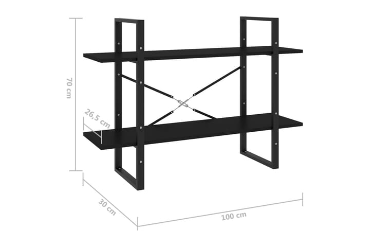 2-tasoinen kirjahylly musta 100x30x70 cm lastulevy - Musta - Säilytys - Hylly - Kirjahylly