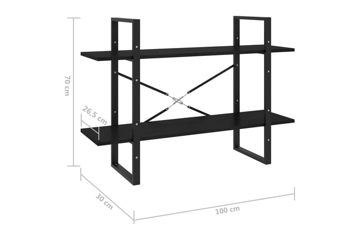 2-tasoinen kirjahylly musta 100x30x70 cm täysi mänty - Säilytys - Hylly - Kirjahylly