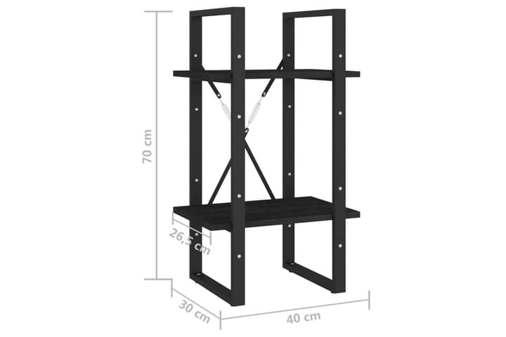 2-tasoinen kirjahylly musta 40x30x70 cm täysi mänty - Säilytys - Hylly - Kirjahylly