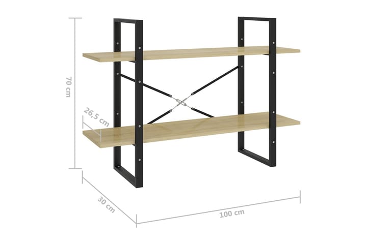 2-tasoinen kirjahylly Sonoma-tammi 100x30x70 cm lastulevy - Ruskea - Säilytys - Hylly - Kirjahylly