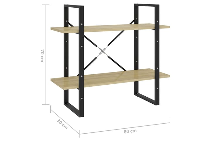 2-tasoinen kirjahylly Sonoma-tammi 80x30x70 cm lastulevy - Vihreä - Säilytys - Hylly - Kirjahylly