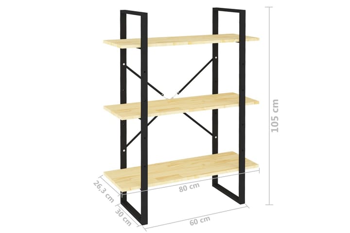 3-tasoinen kirjahylly 80x30x105 cm täysi mänty - Säilytys - Hylly - Kirjahylly