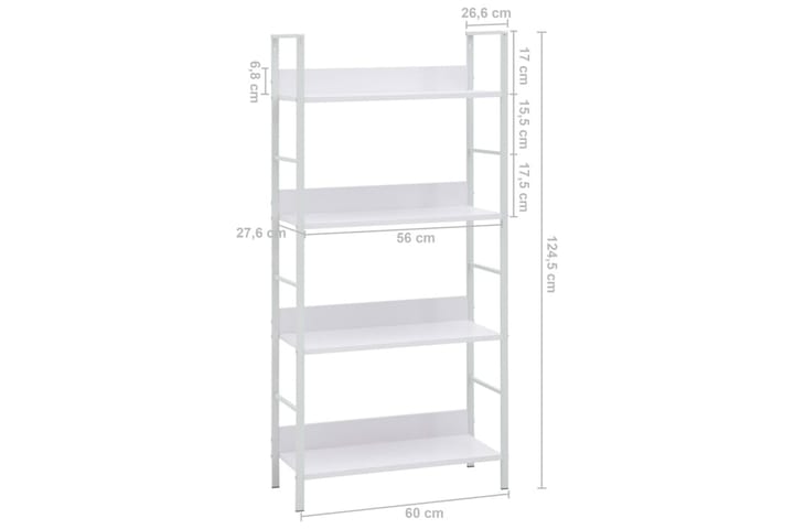4-tasoinen kirjahylly valkoinen 60x27,6x124,5 cm lastulevy - Säilytys - Hylly - Kirjahylly