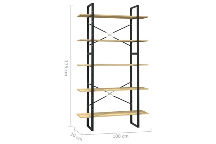 5-tasoinen Kirjahylly 100x30x175 cm mänty - Säilytys - Hylly - Kirjahylly