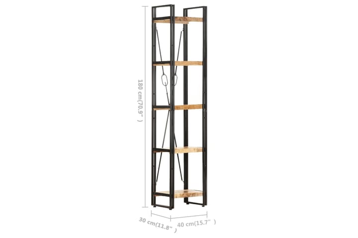 5-tasoinen kirjahylly 40x30x180 cm täysi mangopuu - Säilytys - Hylly - Kirjahylly