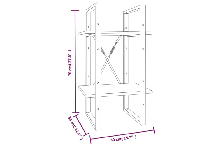 beBasic 2-kerroksinen Kirjahylly ruskea tammi 40x30x70 cm tekninen puu - Ruskea - Säilytys - Hylly - Kirjahylly