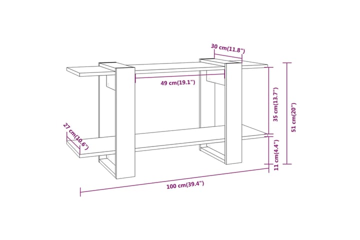 beBasic Kirjahylly betoninharmaa 100x30x51 cm tekninen puu - Harmaa - Säilytys - Hylly - Kirjahylly