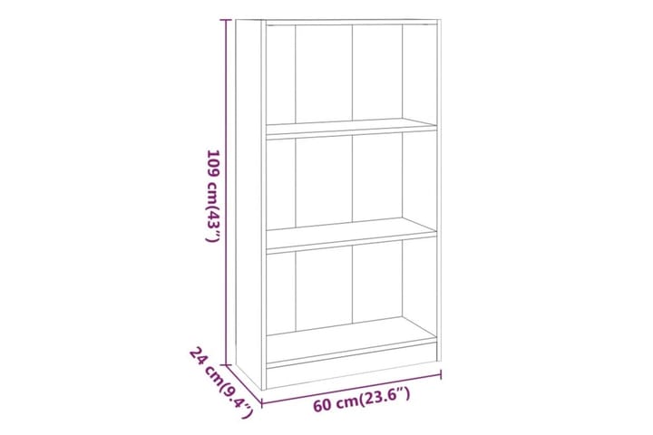 beBasic Kirjahylly harmaa Sonoma 60x24x109 cm tekninen puu - Harmaa - Säilytys - Hylly - Kirjahylly