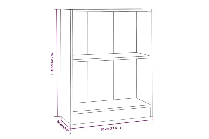 beBasic Kirjahylly harmaa Sonoma 60x24x74,5 cm tekninen puu - Harmaa - Säilytys - Hylly - Kirjahylly