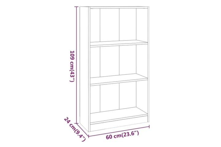 beBasic Kirjahylly ruskea tammi 60x24x109 cm tekninen puu - Ruskea - Säilytys - Hylly - Kirjahylly