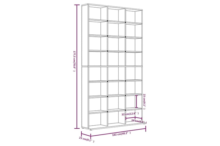 beBasic Kirjahylly savutammi 102x23x177,5 cm tekninen puu - Ruskea - Kirjahylly - Hylly