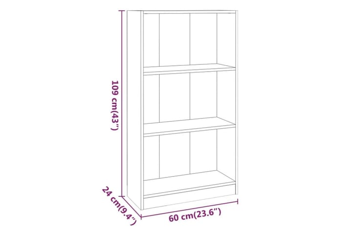 beBasic Kirjahylly savutammi 60x24x109 cm tekninen puu - Ruskea - Säilytys - Hylly - Kirjahylly