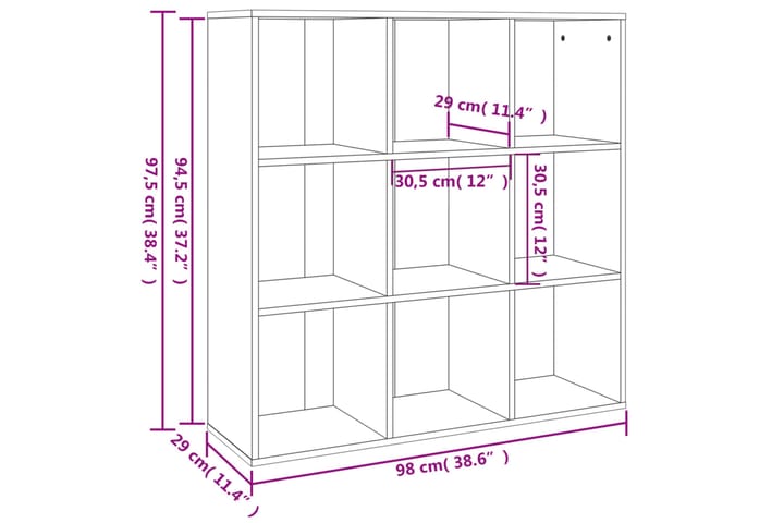 beBasic Kirjahylly savutammi 98x30x98 cm - Ruskea - Säilytys - Hylly - Kirjahylly