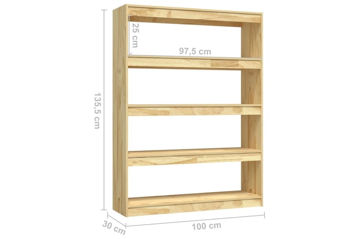 beBasic Kirjahylly/tilanjakaja 100x30x135,5 cm täysi mänty - Ruskea - Säilytys - Hylly - Kirjahylly