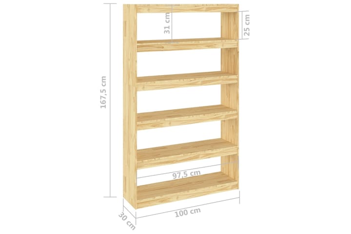 beBasic Kirjahylly/tilanjakaja 100x30x167,5 cm täysi mänty - Ruskea - Säilytys - Hylly - Kirjahylly