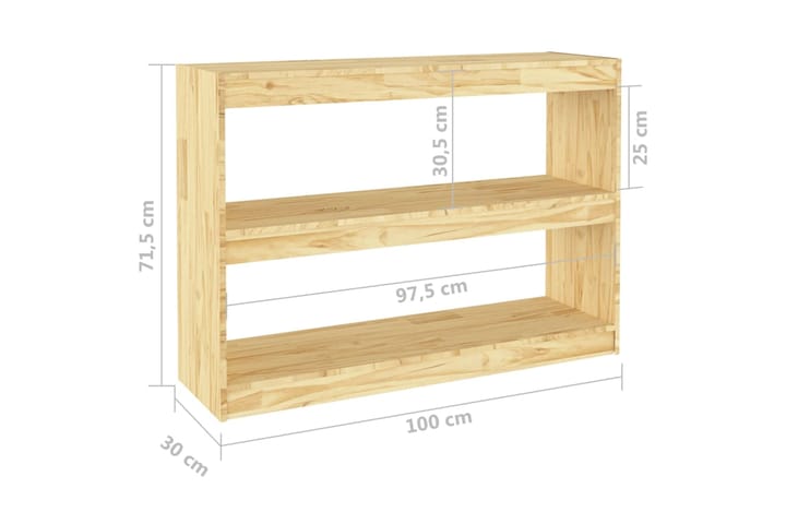 beBasic Kirjahylly/tilanjakaja 100x30x71,5 cm täysi mänty - Ruskea - Säilytys - Hylly - Kirjahylly