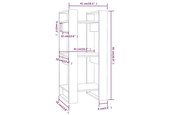 beBasic Kirjahylly/tilanjakaja 41x35x91 cm täysi mänty - Ruskea - Säilytys - Hylly - Kirjahylly