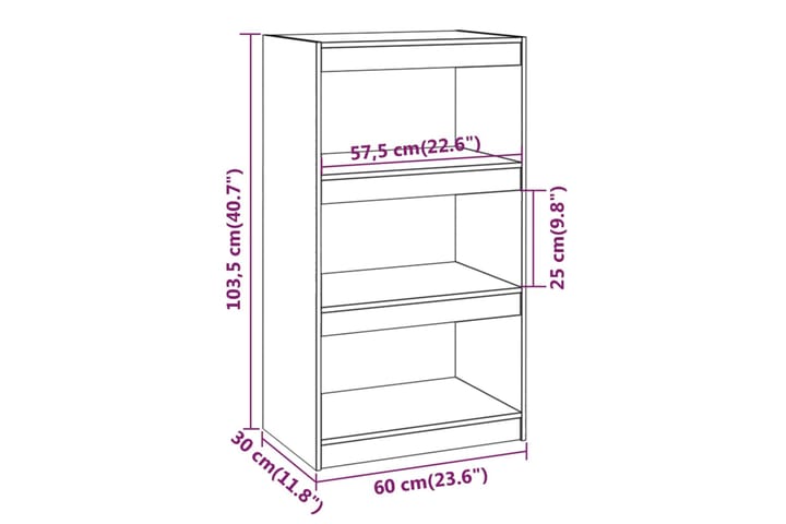 beBasic Kirjahylly/tilanjakaja 60x30x103,5 cm täysi mänty - Ruskea - Säilytys - Hylly - Kirjahylly