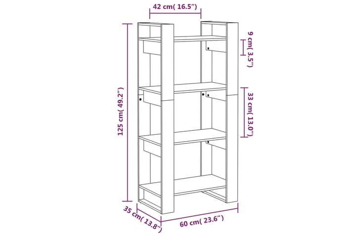 beBasic Kirjahylly/tilanjakaja 60x35x125 cm täysi mänty - Ruskea - Säilytys - Hylly - Kirjahylly