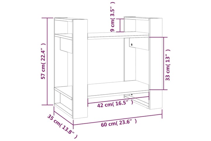 beBasic Kirjahylly/tilanjakaja 60x35x57 cm täysi mänty - Ruskea - Säilytys - Hylly - Kirjahylly