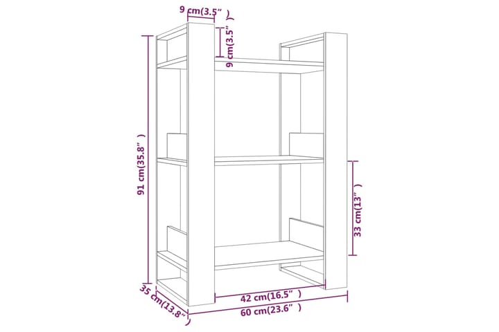 beBasic Kirjahylly/tilanjakaja 60x35x91 cm täysi mänty - Ruskea - Säilytys - Hylly - Kirjahylly