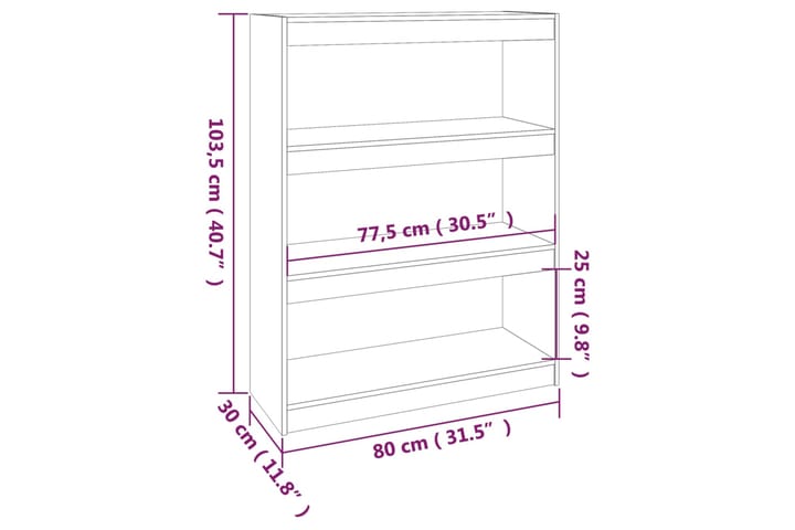 beBasic Kirjahylly/tilanjakaja 80x30x103,5 cm täysi mänty - Ruskea - Säilytys - Hylly - Kirjahylly