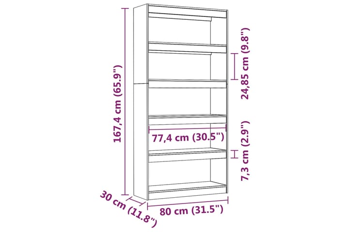 beBasic Kirjahylly/tilanjakaja 80x30x167,4 cm täysi mänty - Ruskea - Säilytys - Hylly - Kirjahylly