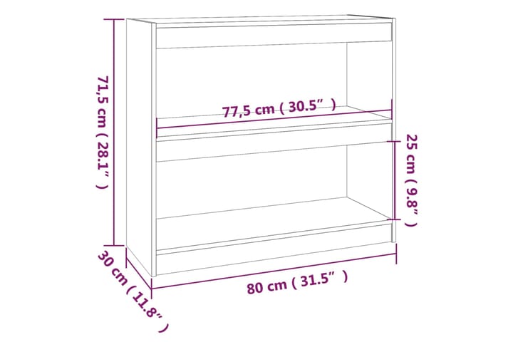 beBasic Kirjahylly/tilanjakaja 80x30x71,5 cm täysi mänty - Ruskea - Säilytys - Hylly - Kirjahylly