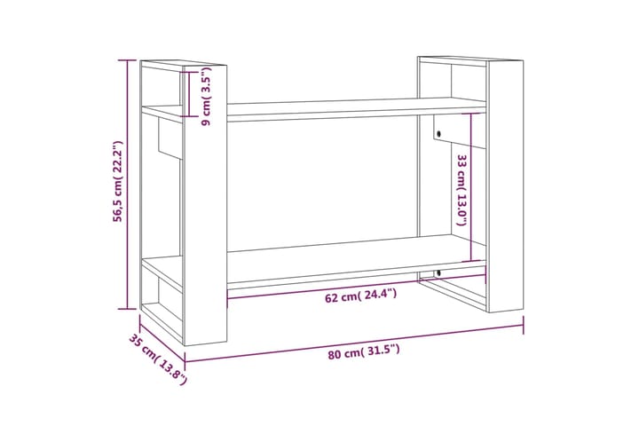 beBasic Kirjahylly/tilanjakaja 80x35x56,5 cm täysi mänty - Ruskea - Säilytys - Hylly - Kirjahylly