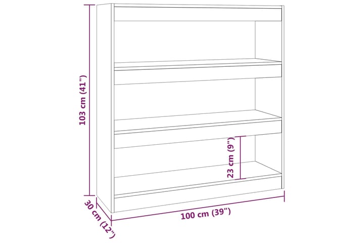 beBasic Kirjahylly/tilanjakaja betoninharmaa 100x30x103 cm - Harmaa - Säilytys - Hylly - Kirjahylly