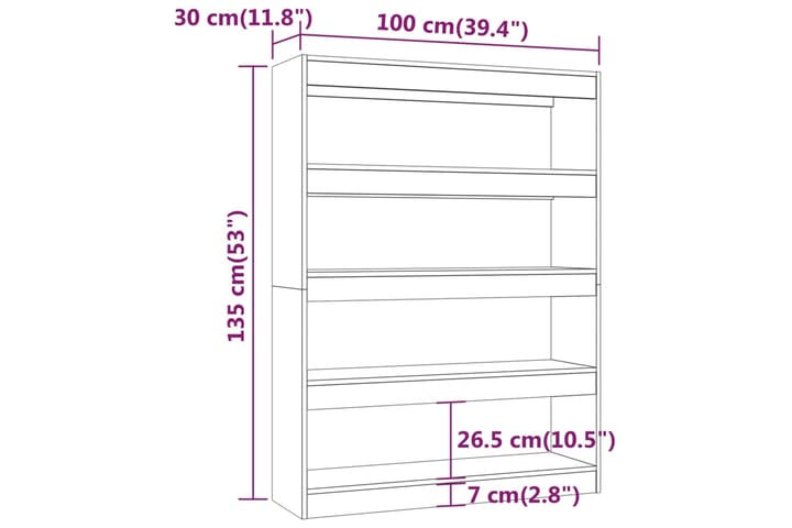 beBasic Kirjahylly/tilanjakaja betoninharmaa 100x30x135 cm - Harmaa - Säilytys - Hylly - Kirjahylly