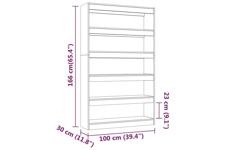 beBasic Kirjahylly/tilanjakaja betoninharmaa 100x30x166 cm - Harmaa - Säilytys - Hylly - Kirjahylly