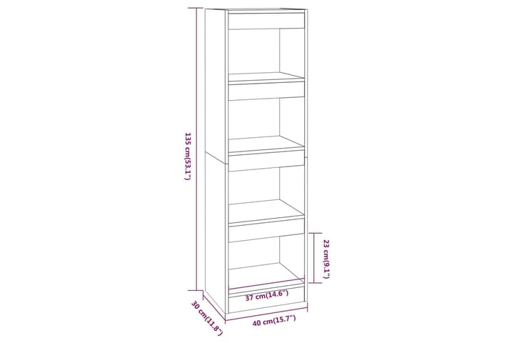 beBasic Kirjahylly/tilanjakaja betoninharmaa 40x30x135 cm - Harmaa - Säilytys - Hylly - Kirjahylly