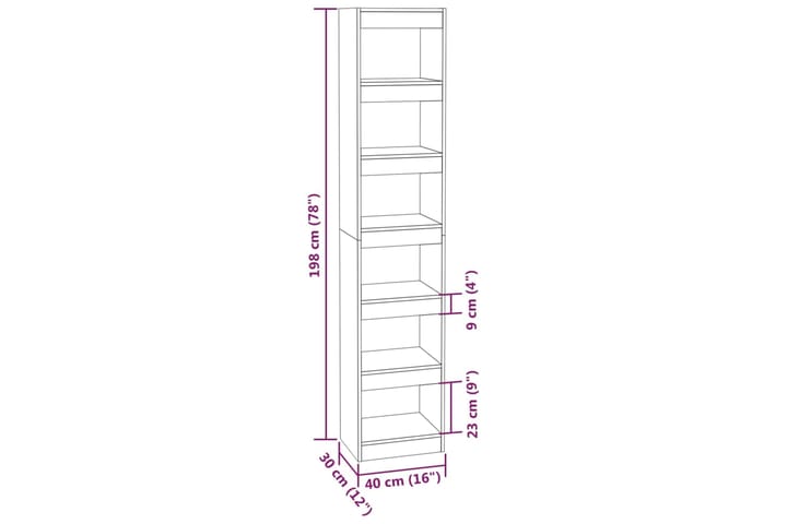 beBasic Kirjahylly/tilanjakaja betoninharmaa 40x30x198 cm - Harmaa - Säilytys - Hylly - Kirjahylly