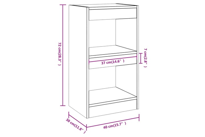 beBasic Kirjahylly/tilanjakaja betoninharmaa 40x30x72 cm - Harmaa - Säilytys - Hylly - Kirjahylly