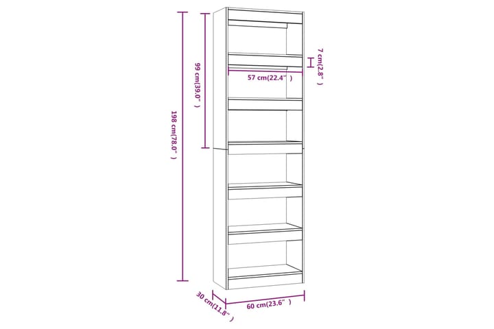 beBasic Kirjahylly/tilanjakaja betoninharmaa 60x30x198 cm - Harmaa - Säilytys - Hylly - Kirjahylly