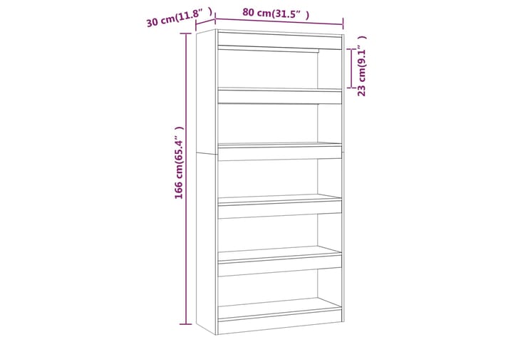 beBasic Kirjahylly/tilanjakaja betoninharmaa 80x30x166 cm lastulevy - Harmaa - Säilytys - Hylly - Kirjahylly