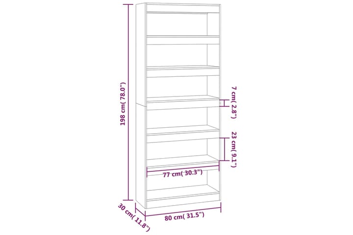 beBasic Kirjahylly/tilanjakaja betoninharmaa 80x30x198 cm lastulevy - Harmaa - Säilytys - Hylly - Kirjahylly