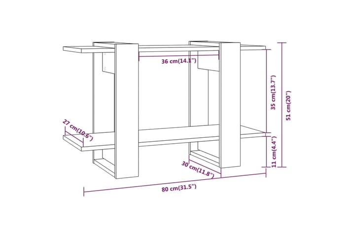 beBasic Kirjahylly/tilanjakaja betoninharmaa 80x30x51 cm - Harmaa - Säilytys - Hylly - Kirjahylly