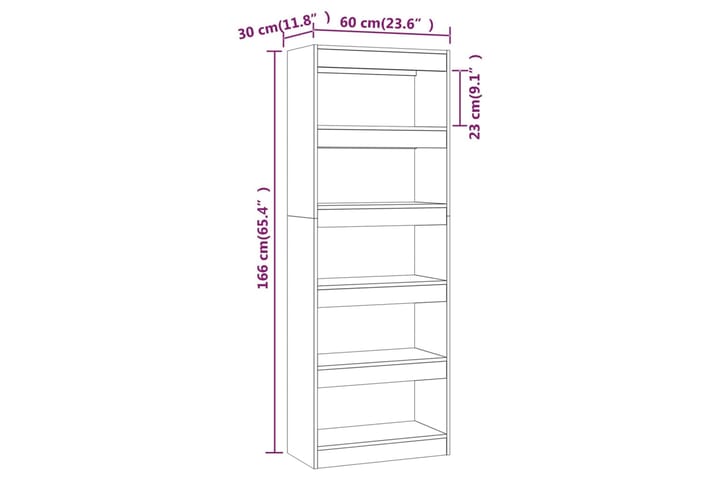 beBasic Kirjahylly/tilanjakaja harmaa Sonoma 60x30x166 cm lastulevy - Harmaa - Säilytys - Hylly - Kirjahylly