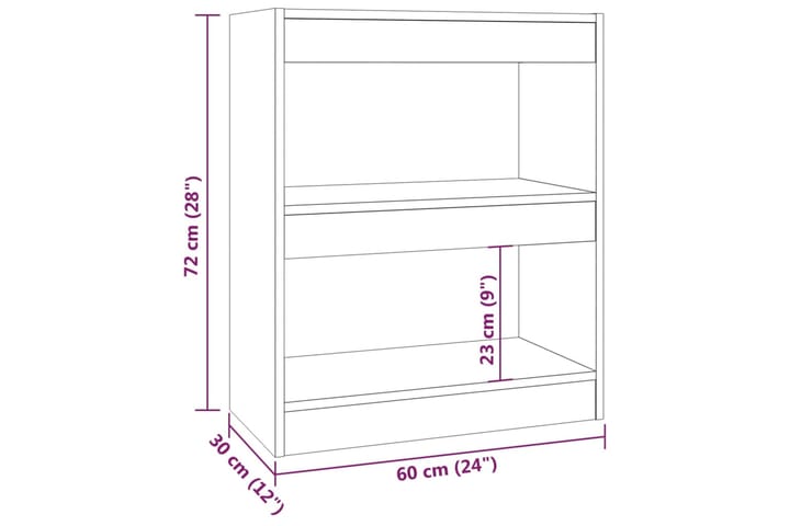 beBasic Kirjahylly/tilanjakaja harmaa Sonoma 60x30x72 cm - Harmaa - Säilytys - Hylly - Kirjahylly