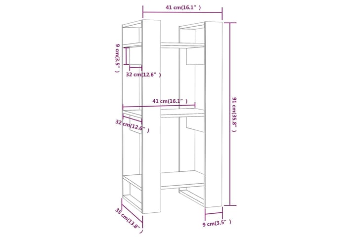 beBasic Kirjahylly/tilanjakaja hunajanruskea 41x35x91 cm täysi mänty - Ruskea - Säilytys - Hylly - Kirjahylly