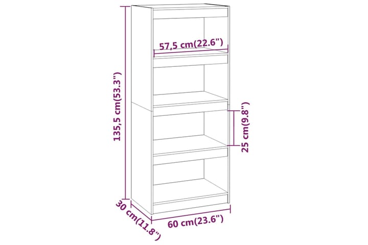 beBasic Kirjahylly/tilanjakaja hunajanruskea 60x30x135,5 cm täysi mänty - Ruskea - Säilytys - Hylly - Kirjahylly