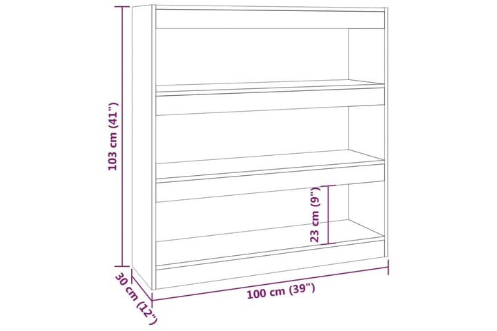 beBasic Kirjahylly/tilanjakaja ruskea tammi 100x30x103 cm - Ruskea - Säilytys - Hylly - Kirjahylly