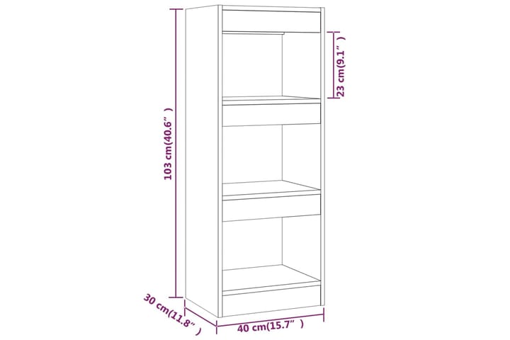 beBasic Kirjahylly/tilanjakaja ruskea tammi 40x30x103 cm lastulevy - Ruskea - Säilytys - Hylly - Kirjahylly